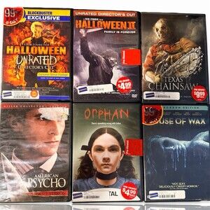 Blockbuster Pre-Viewed Horror DVD Lot 6 Halloween I & II Texas Chainsaw